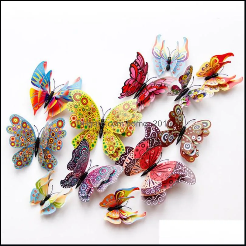 double layer 3d butterfly wall sticker on the home decor butterflies for decoration magnet fridge stickers