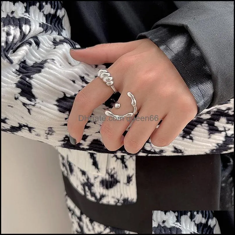 925 silver irregular twist ring female simple unique design sense smooth trend fashion party couple