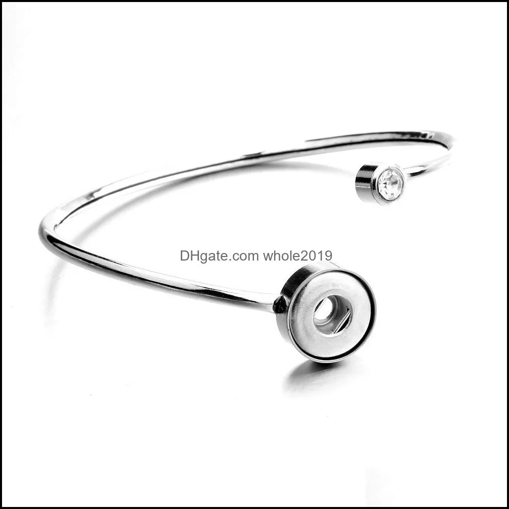 rhinestone stainless steel snap button cuff bangle jewelry mini 12mm snaps bracelet for women couple bracelets