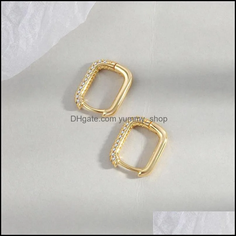 minimalist geometric square crystal small hoop earrings for women fashion gold color metal earring ear buckle jewelry