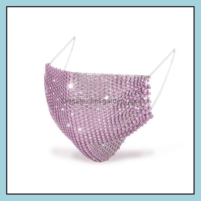 fashion diamond mask colorful mesh masks bling diamond party mask rhinestone grid net mask washable sexy hollow masks for women girl