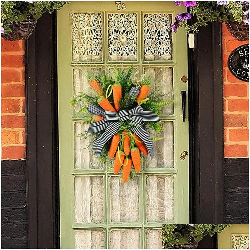 decorative flowers easter wreath decor artificial carrots spring door with bow wreaths cute party indoor outdoor home