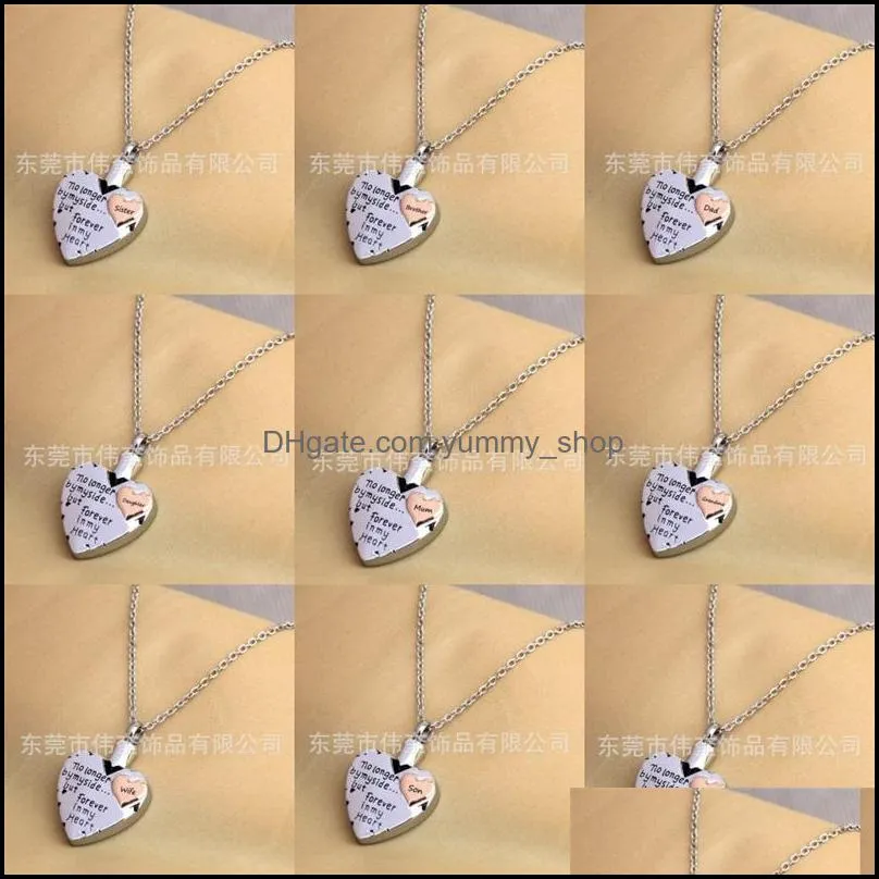 silver heart stainless steel memorial necklace for mom dad pet no longer by my side forever in my heart cremation pendant jewelry 816