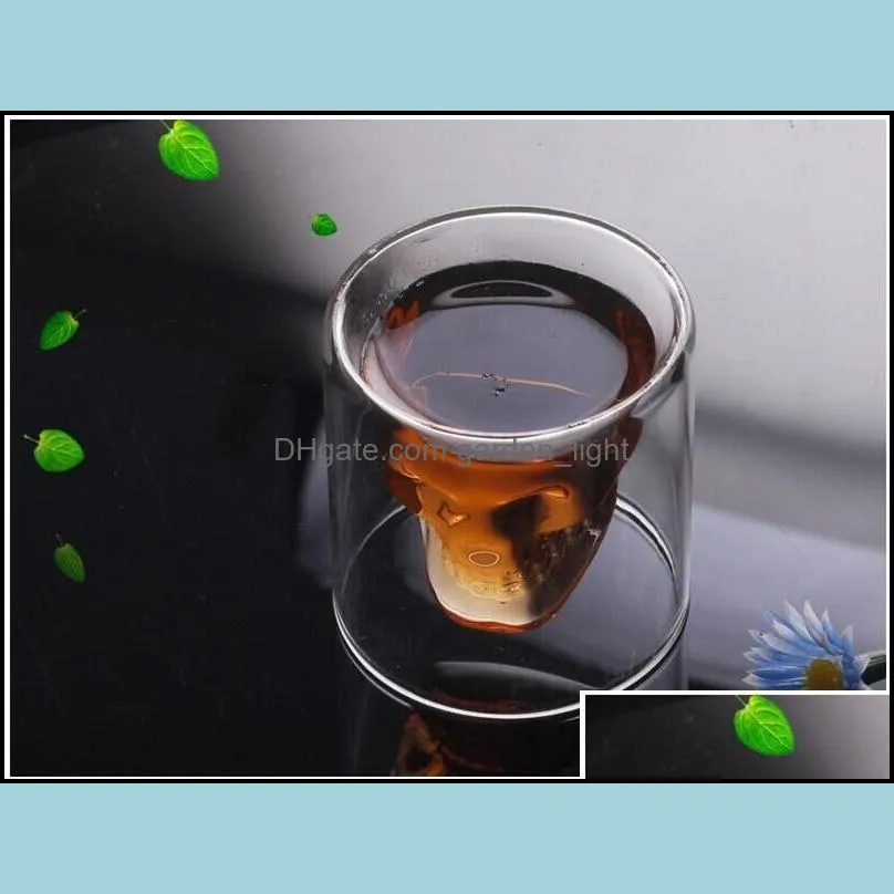 hot 25ml wine cup skull glass shot glass beer whiskey halloween decoration creative party transparent drinkware drinking glasses