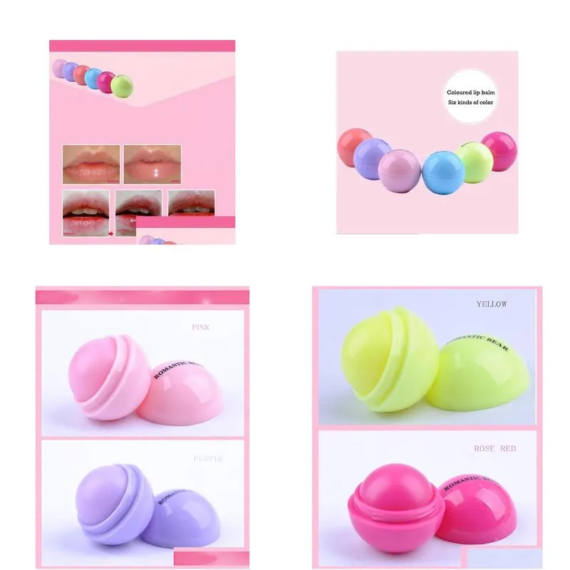 3d lips makeup ball lipstick moisturizing lip balm natural plant sphere 6colors pomade fruit embellish