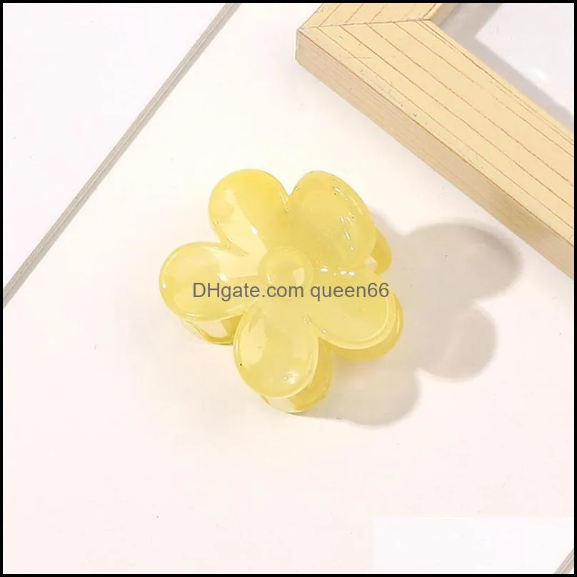 girl green flower series hair clip clamps small size yellow floral plastic ponytail hair claw clips women shower head wear scrunchies hairpins length 4