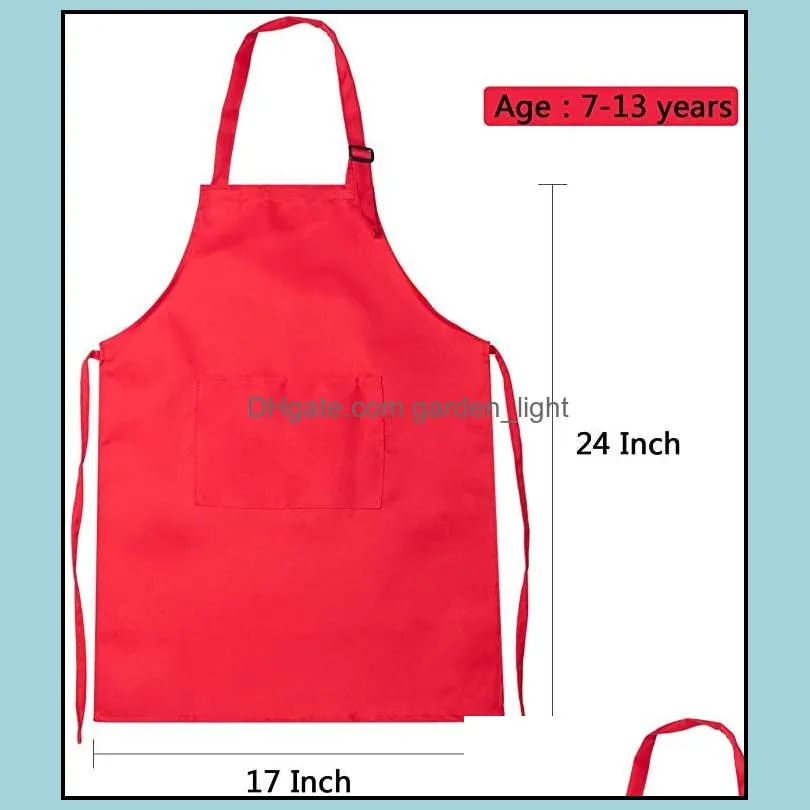 children front pocket bib apron kid boys girls kitchen child craft kids painting cooking baby pinafore