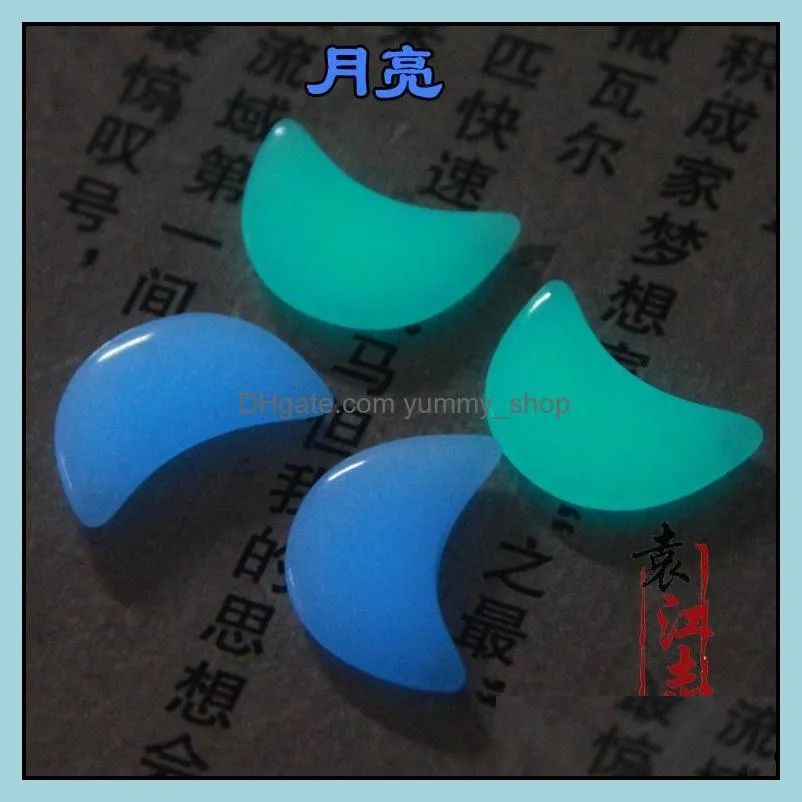 moon shape luminous stone charms fluorescent chakra healing pendant glow in dark for necklace jewelry accessories