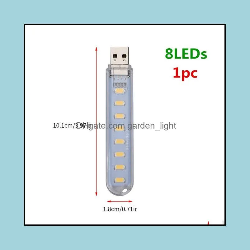 mini portable usb led book light dc5v ultra bright reading book lamp 3leds 8leds lights for power bank pc laptop