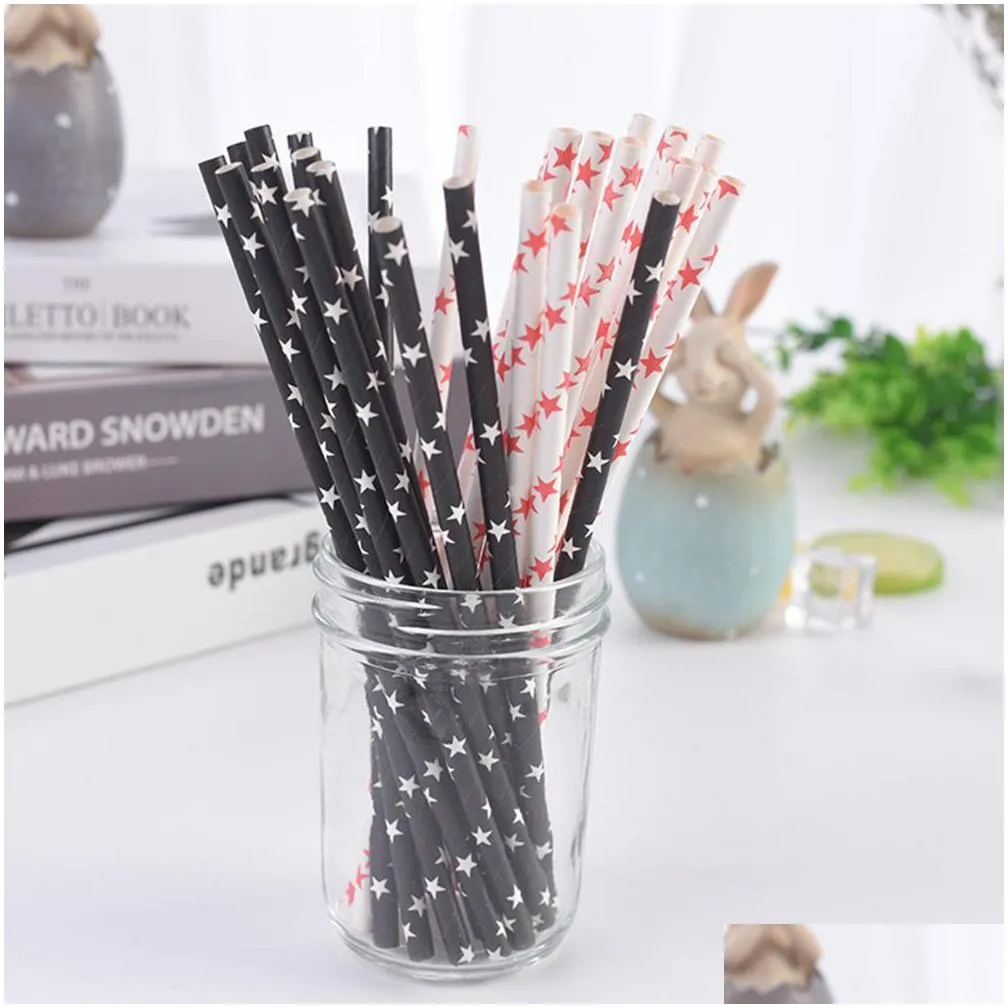 us stock paper straw environmental colorful straight drinking straw wedding kids birthday party decoration supplies dispette fy4148