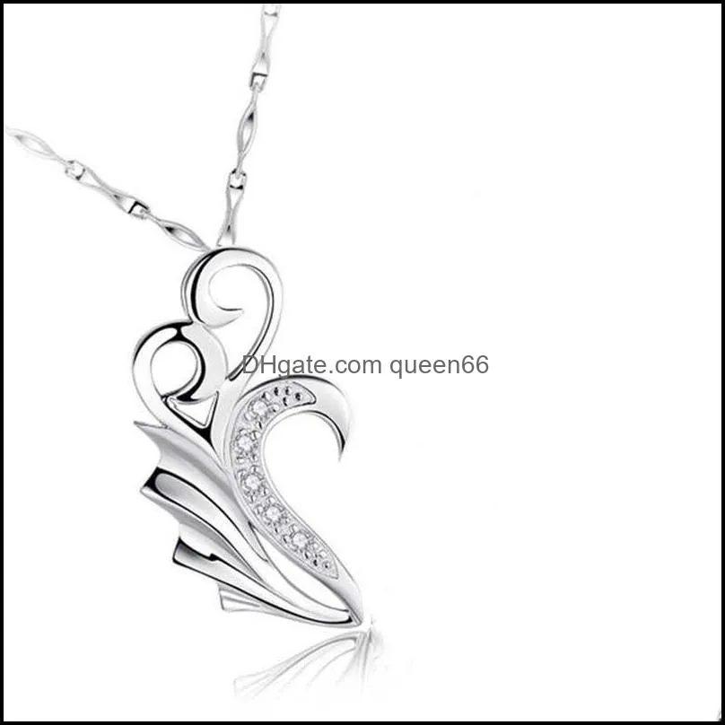 fashion zircon simple heartshaped couple models pendant necklace for men and women