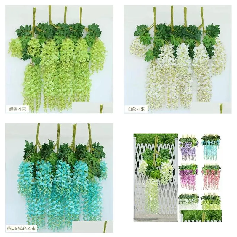 new artificial ivy flowers silk flower wisteria vine flower rattan for wedding centerpieces decorations bouquet garland home ornament