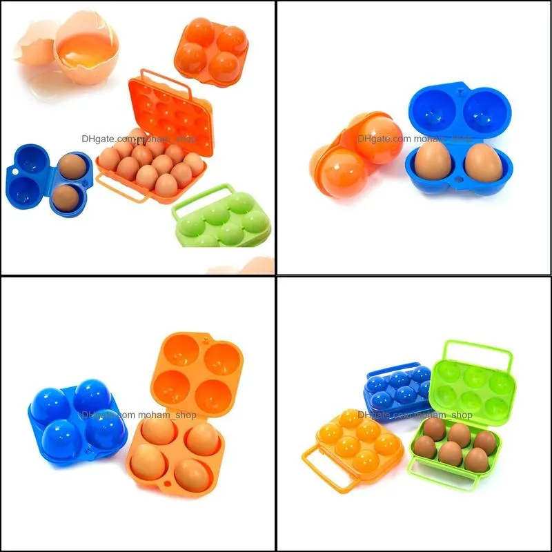 2/4/6/12 grid egg storage box container portable plastic egg holder for outdoor camping picnic eggs box case kitchen organizer