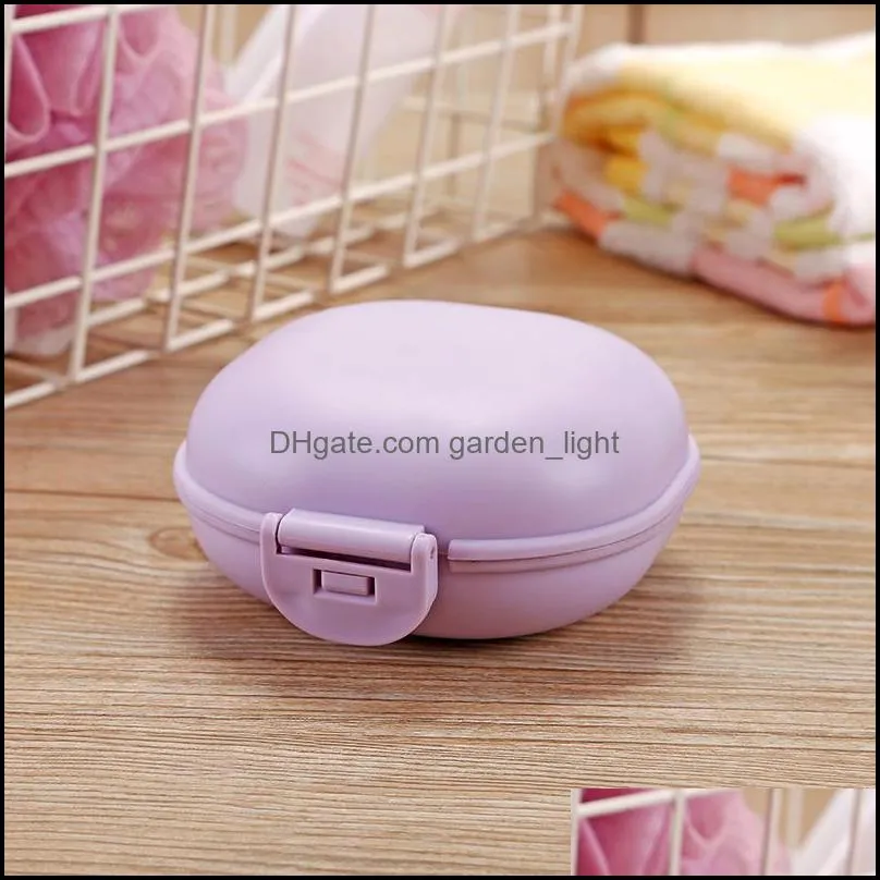 plastic travel soap box with lid portable waterproof bathroom creative macaroon soaps dish boxes holder case 5 colors