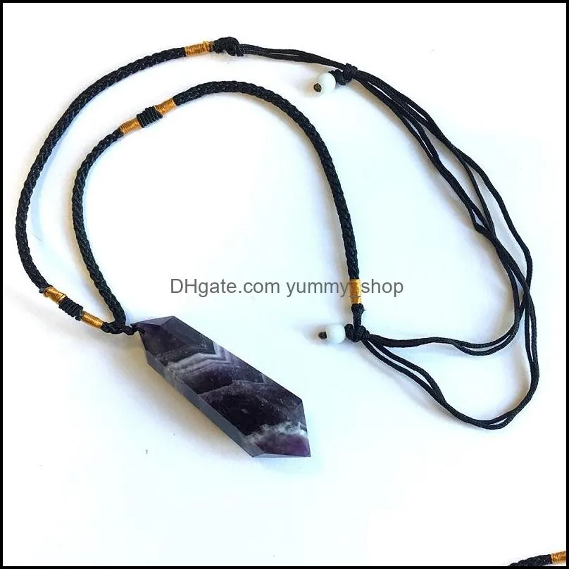 natural crystal amethyst pendant necklace jewelry power rough crystal polished double pointed crystal tower jewelry pendant