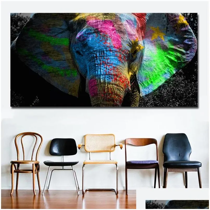 paintings reliabli colorful african elephant canvas painting wall art animal oil huge size prints posters for living room