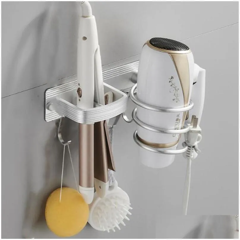 hooks rails hair dryer holder rack bathroom haning storage hanger with drill blower straightener rackhooks