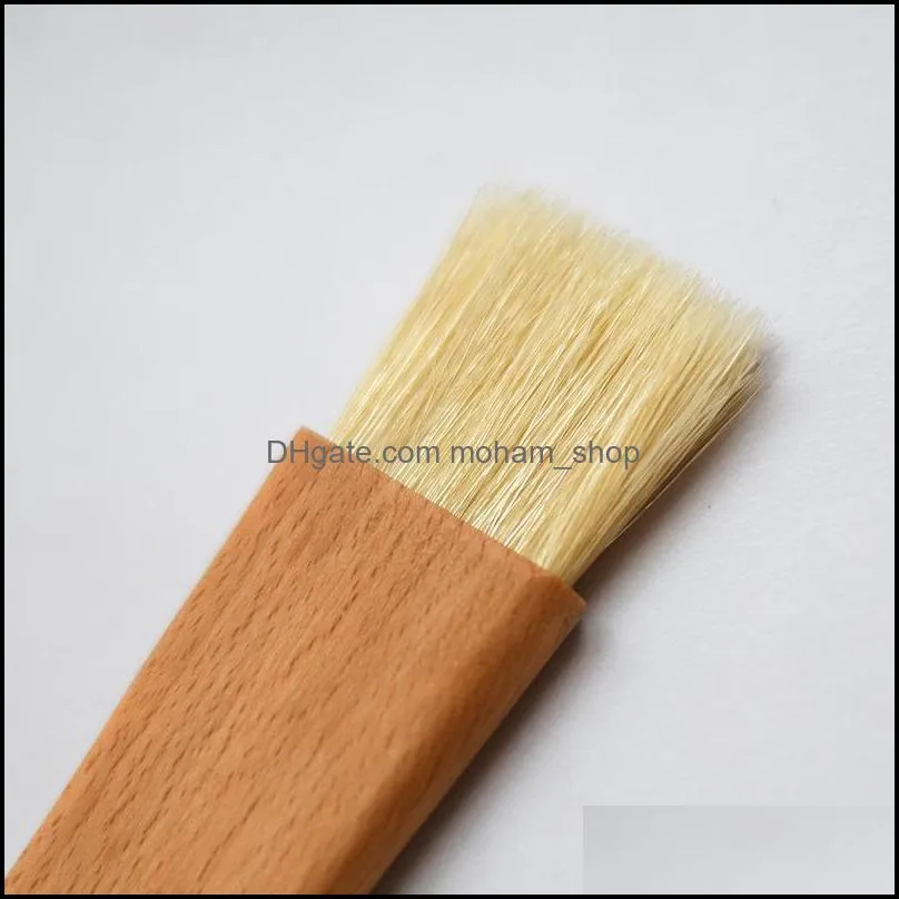 household wooden oil brushes wood handle bbq tools grill pastry butter honey sauce basting bristle round flat brush baking by sea