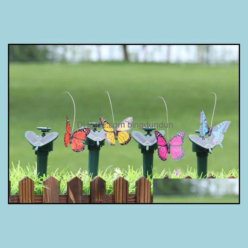 solar power dancing flying butterflies fluttering vibration fly hummingbird flying birds garden yard decoration funny toys ysy327l