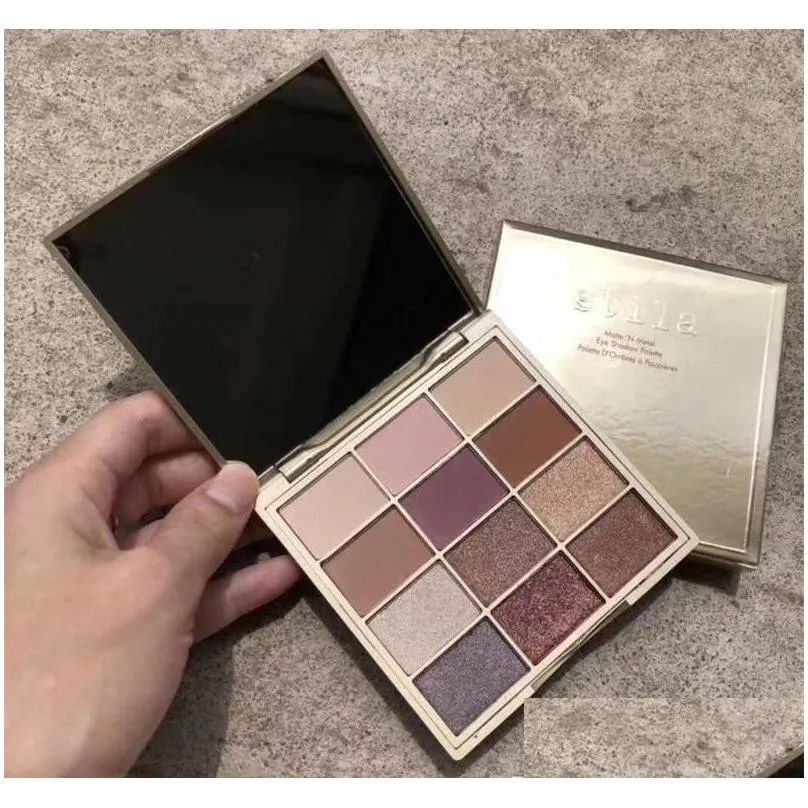 dropshipping in stock stila cosmetics matte n metal eyeshadow palette 12 color makeup eye shadow pigmented powder 