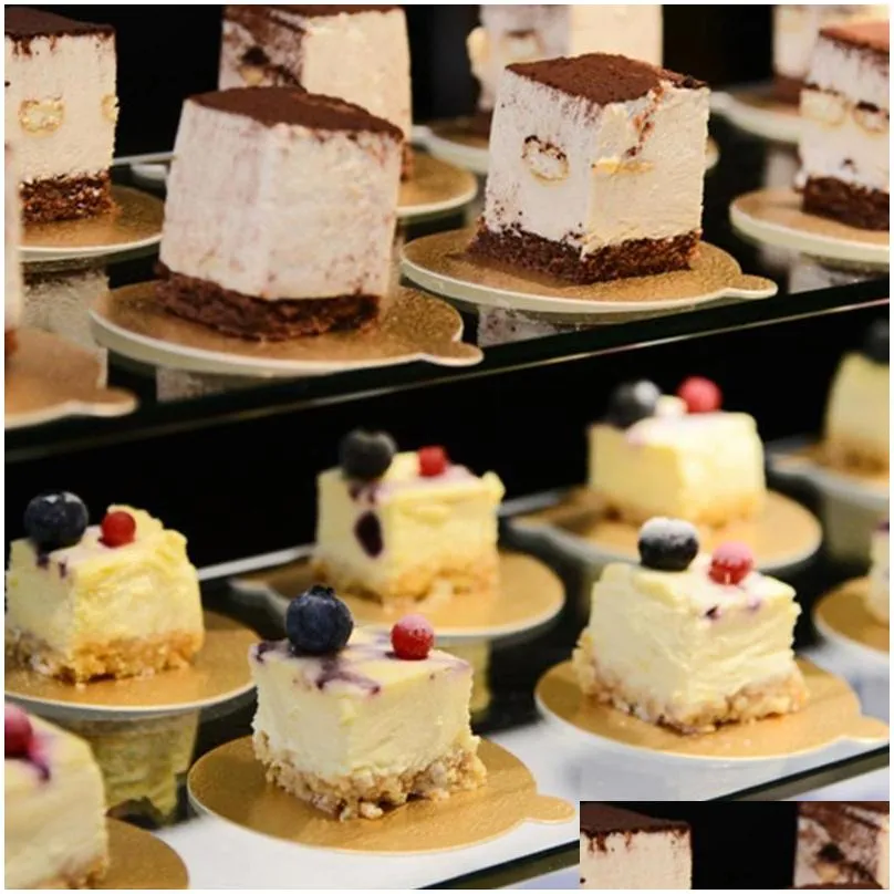 100pcs/set round mousse cake boards gold paper cupcake dessert displays tray wedding birthday cake pastry decorative tools kit1