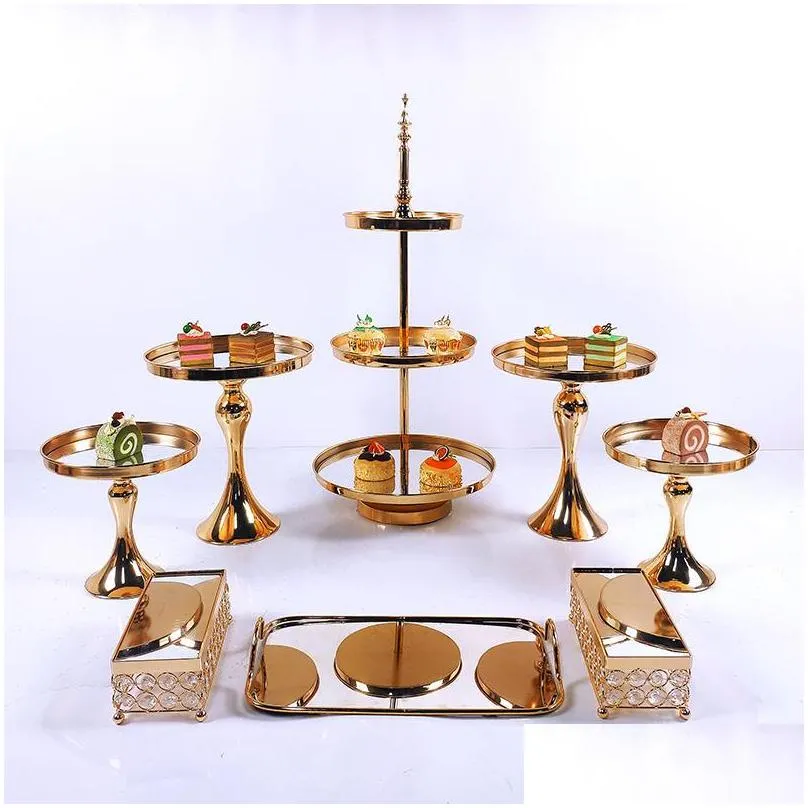 other bakeware 78pcs crystal metal cake stand set acrylic mirror cupcake decorations dessert pedestal wedding party display tray