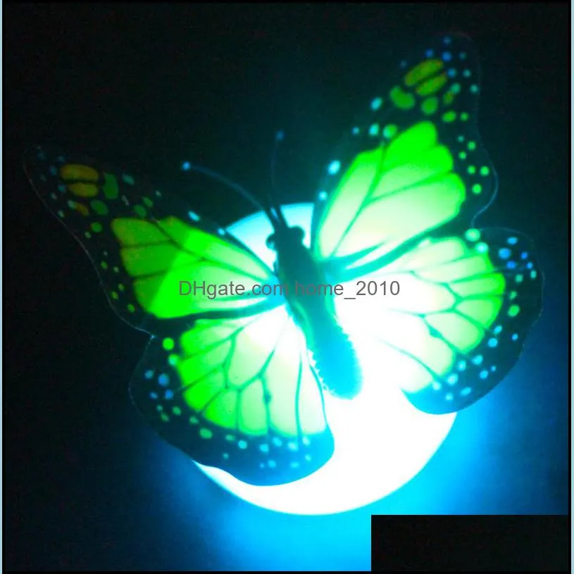 led 3d butterfly wall stickers night light lamp glowing decals sticker house decoration home party desk decor