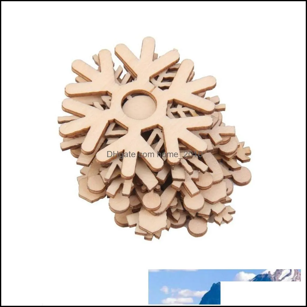 10pcs christmas diy assorted wooden snowflake cutouts craft embellishment gift tag wood ornament for weding