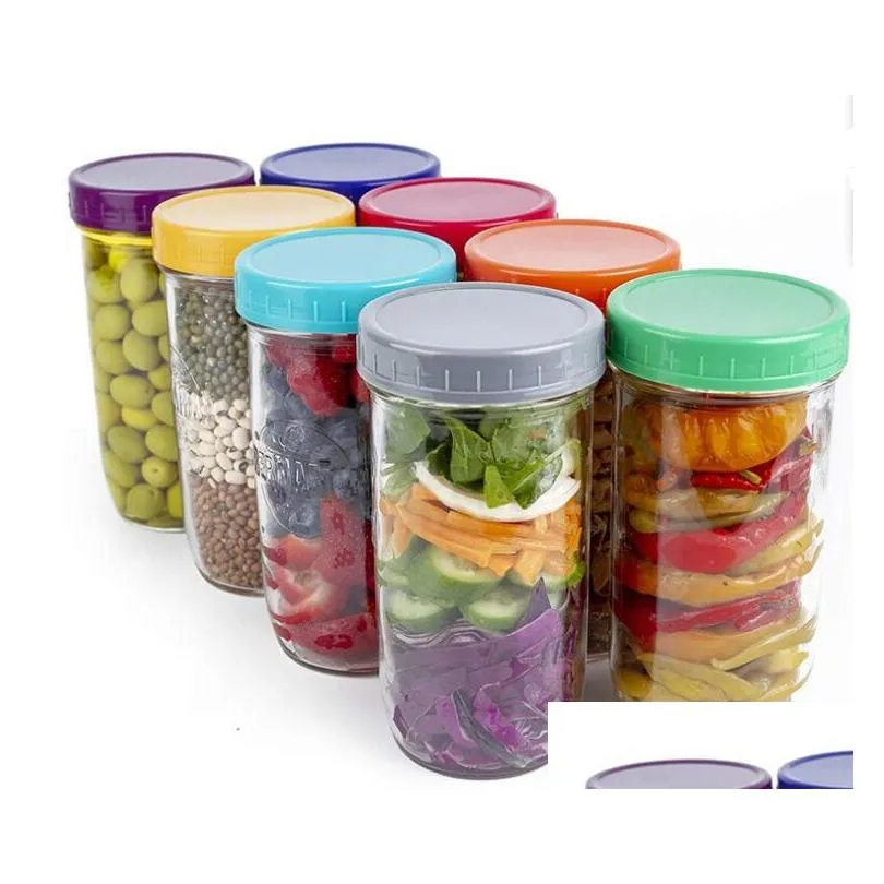 red pink green colored plastic mason jar lids for ball regular mouth wide mouth bpa food grade plastic storage caps for