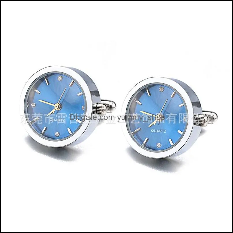 functional watch cufflinks for mens round real clock cuff links with battery digital watch cufflink cuffs relojes gemelos