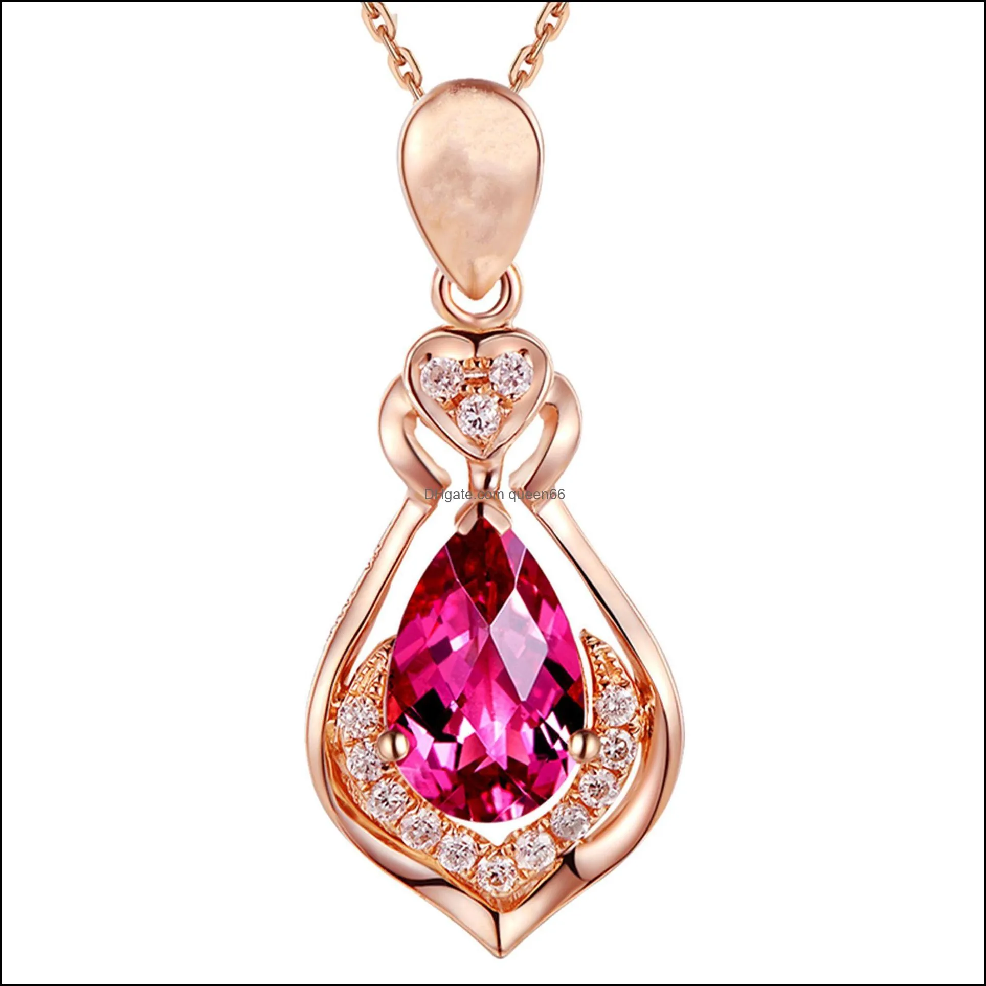 ruby pendants necklaces vintage fine wedding engagement necklace bijouterie imitation 925 sterling silver necklace