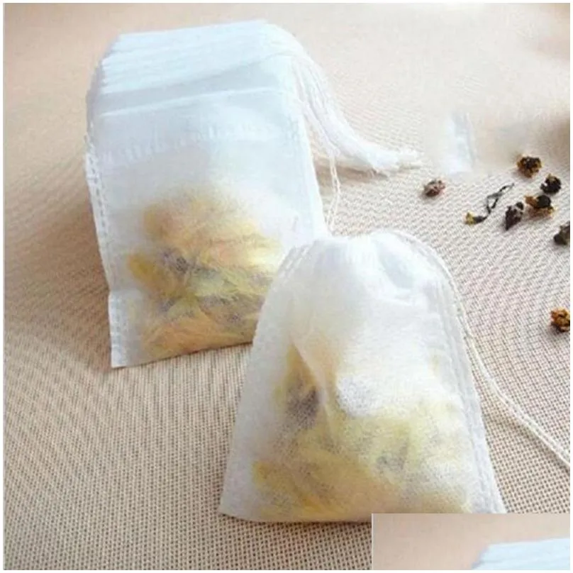 100pcs/set teabags 5.5x7cm empty scented tea bags with string herb loose tea heal seal filter lightweight kitchen spice bag tqq bh2106
