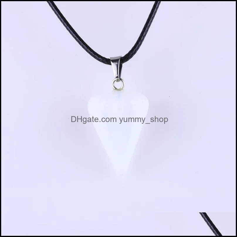 natural stone necklace hexagonal pyramid shape turquoise opal druzy drusy pendant necklace for women