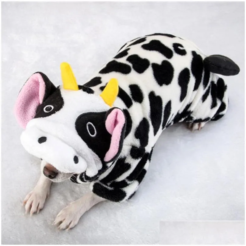 dog apparel funny halloween costume cute cow pet clothes for small dogs cats chihuahua clothing warm fleece puppy coats jumpsuitdog