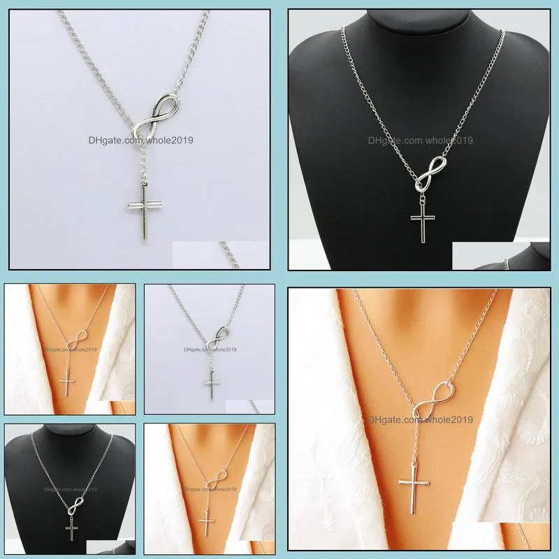 new fashion infinity cross pendant necklaces wedding party event 925 silver plated chain elegant jewelry for women ladies 