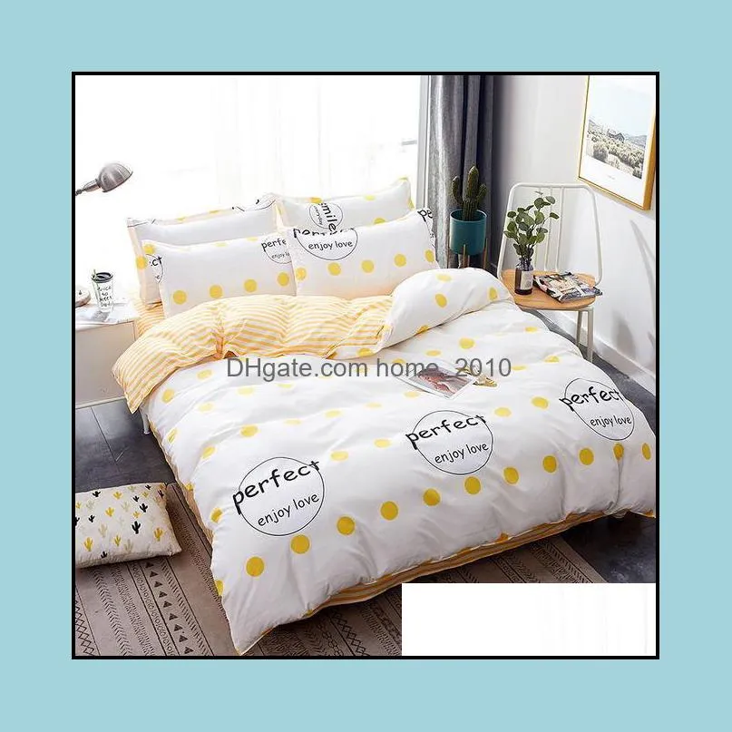 fashion bedding set pure cotton a/b doublesided pattern simplicity bed sheet quilt cover pillowcase