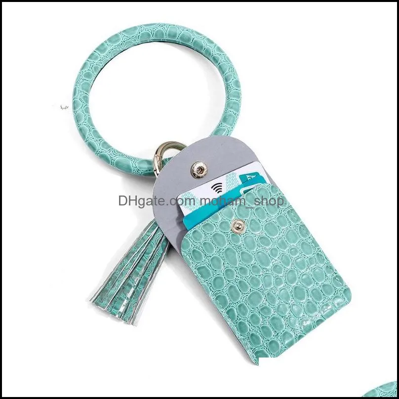 wristband keychain card holder decor with tassel bracelet pendant bank card student cards coin storage bag antilost key ring rrb14828