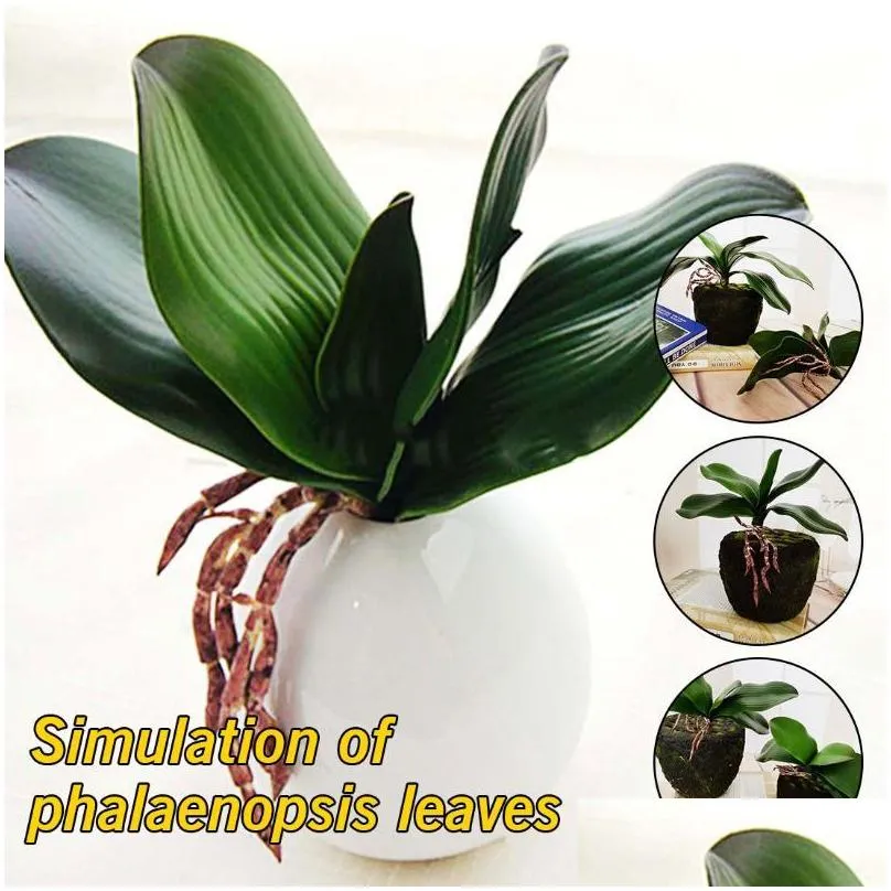 decorative flowers wreaths real touch phalaenopsis leaf artificial plant orchid auxiliary material flower decoration fake
