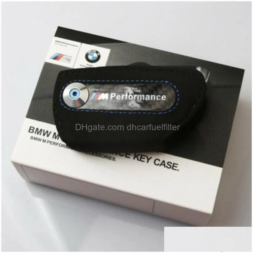 carbon fiber leather remote car key cover case fob holder bag for bmw m performance 1 2 3 5 series x1 x3 x4 x5 x6
