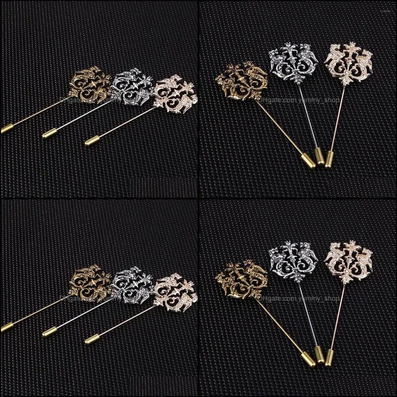 bronze gold silver tone classic hollow double  lapel pins for men suit accessories stick brooch pins wedding party jewelry 644 t2