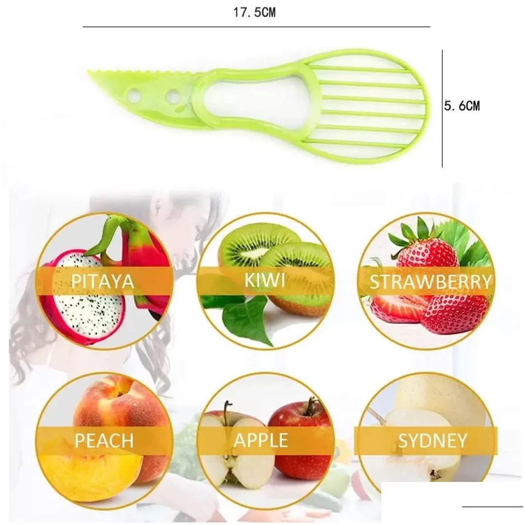 3 in 1 avocado slicer multifunction fruit cutter tools knife plastic peeler separator shea corer butter gadgets kitchen vegetable tool