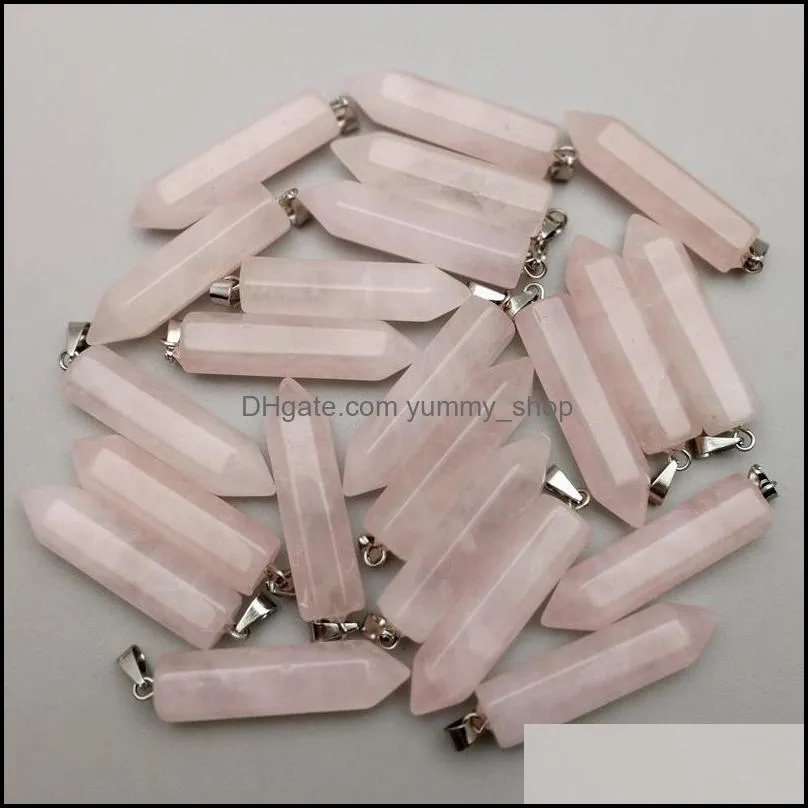 natural stone water drop cross star heart pink quartz healing pendants charms diy for jewelry accessories making