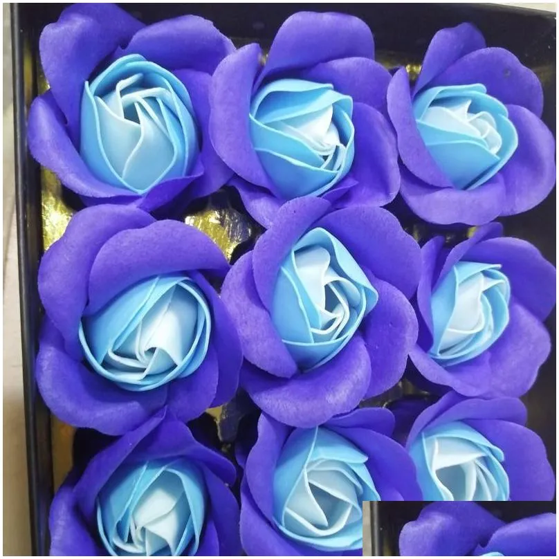 artificial decor rose gift 12 pcs soap flower with bear gift box mothers day valentines day gift scented flower soap boxes tqq bh2943