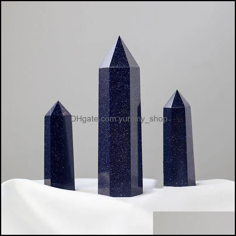 raw ore blue gold sandstone quartz pillar arts ornaments energy stone wand healing gemstone tower natural crystal point