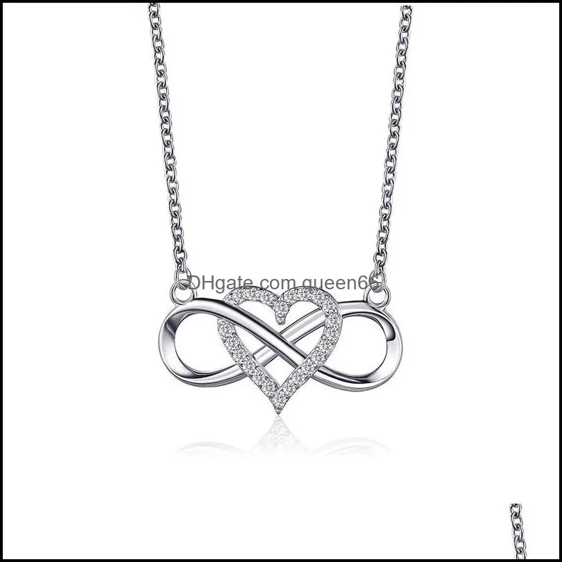 knotted love necklace cold wind simple 8character heartshaped cross clavicle chain necklace niche design jewelry silver necklaces