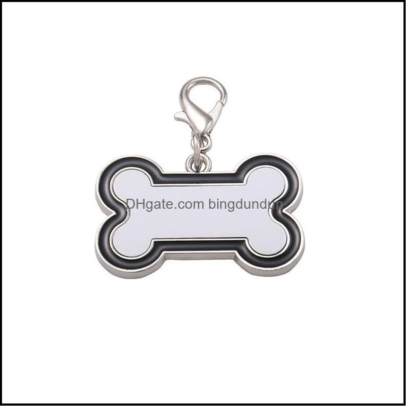 blank sublimation stainless steel dog tag keyring necklace pendant heat thermal transfer printing diy pet id card smooth metal pendants