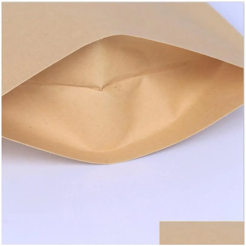 11 sizes brown kraft paper standup bags heat sealable resealable zip pouch inner foil food storage packaging bag with tear notch dbc