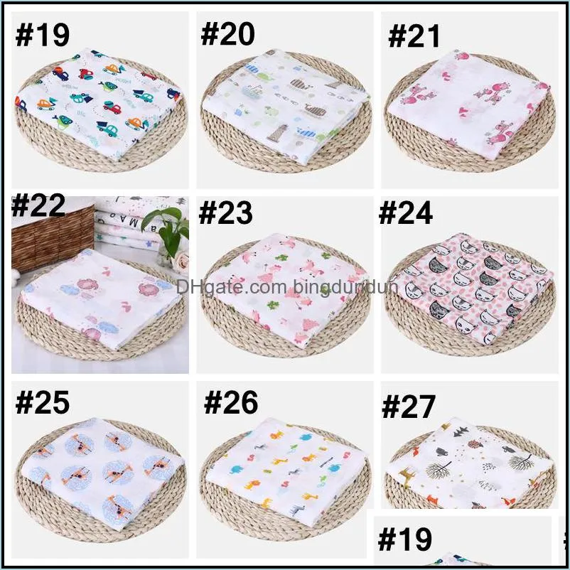 muslin baby blanket cotton newborn swaddles bath gauze infant wrap kids sleepsack stroller cover play mat 78 designs 50pcs ywy1387