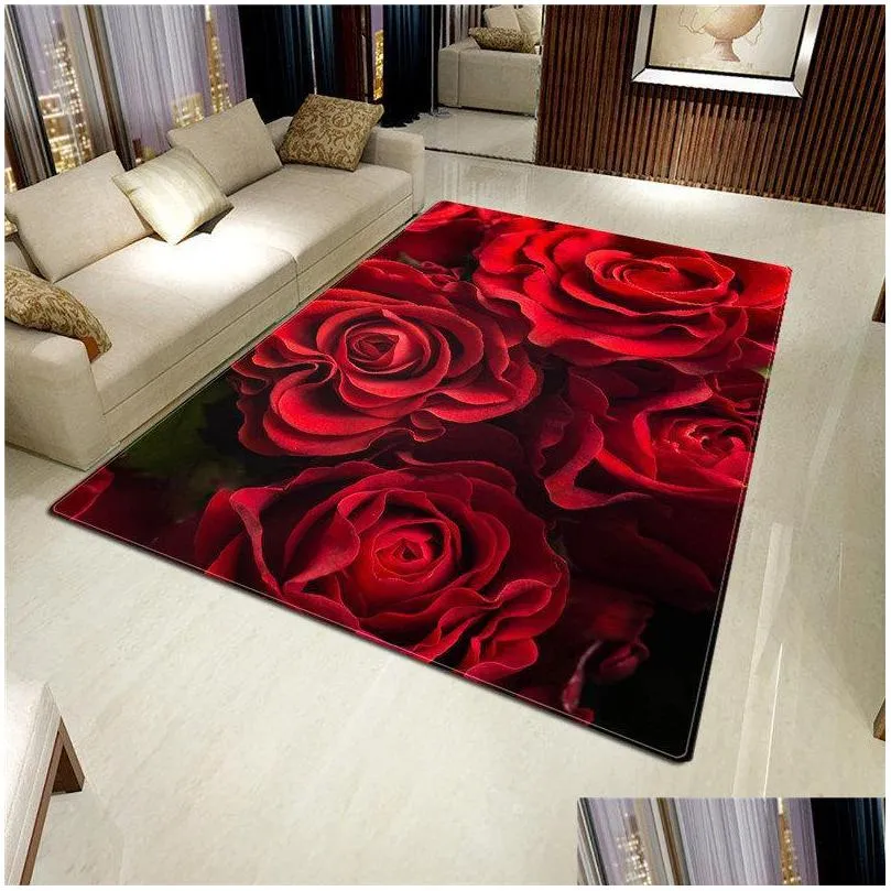 carpets 2021 rose carpet 3d mat for living room flower rug bathroom antislip absorb kitchen home decor doormat custom