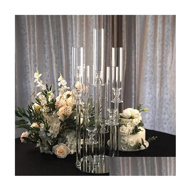 acrylic candelabra decor 3/7/8/9/10 heads arms candle holders wedding table centerpiece flower stand holder candelabrum party home decor